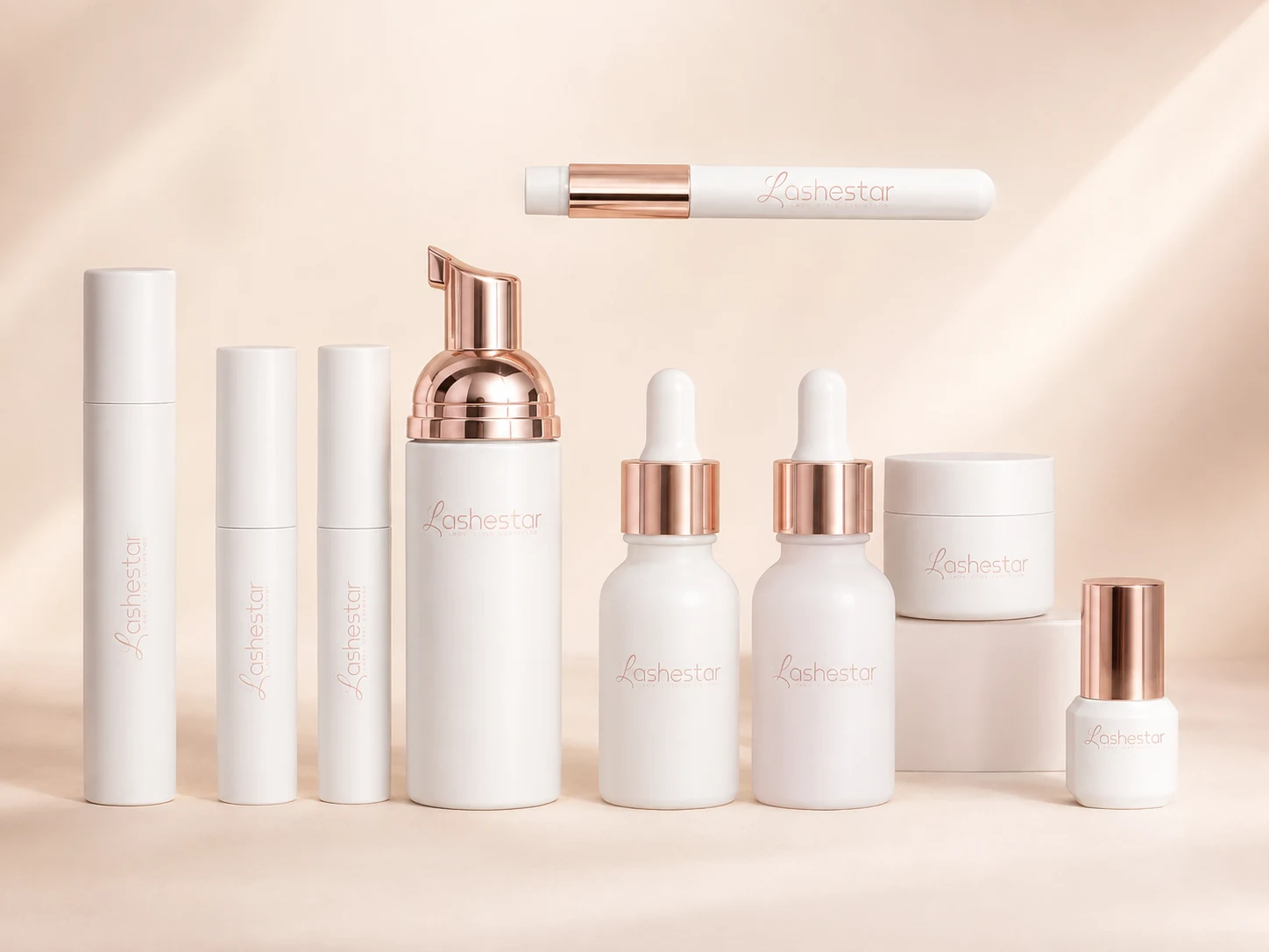 Lashestar private label product packaging range